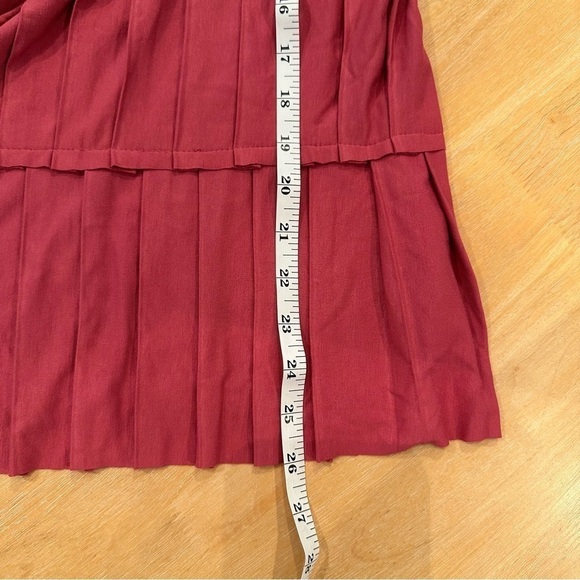 Anne Klein Blouse Womens Large Red Sleeveless Shirt Tank Ruffle Pattern Pleated - Picture 10 of 10